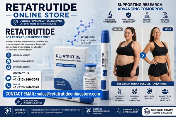Premium Retatrutide vials and injectable pens in professional laboratory setting - High purity research peptides for metabolic studies